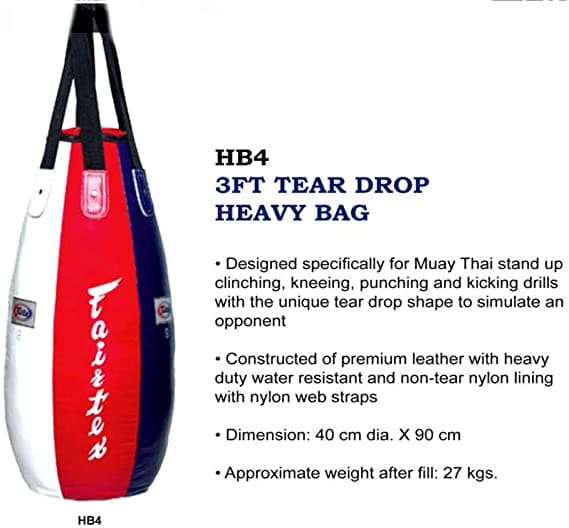 Fairtex HB4 3FT Tear Drop Heavy Bag Leather - Image 2