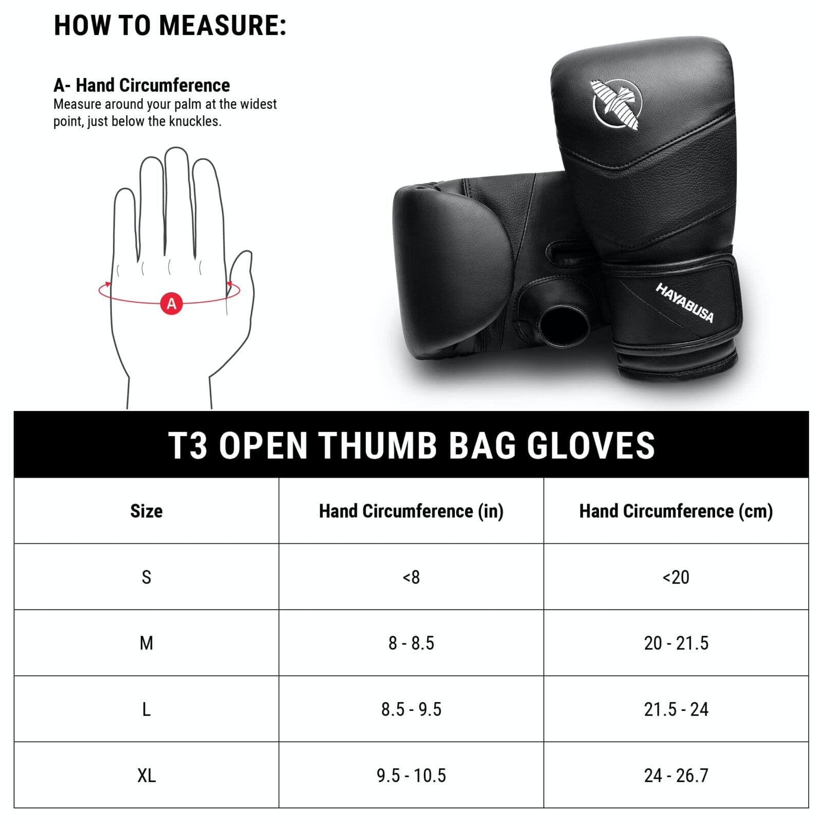 Hayabusa T3 Open Thumb Bag Gloves - Image 3