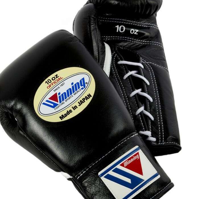 Winning MS-300 Lace Boxing Gloves 10oz - Black - Image 2
