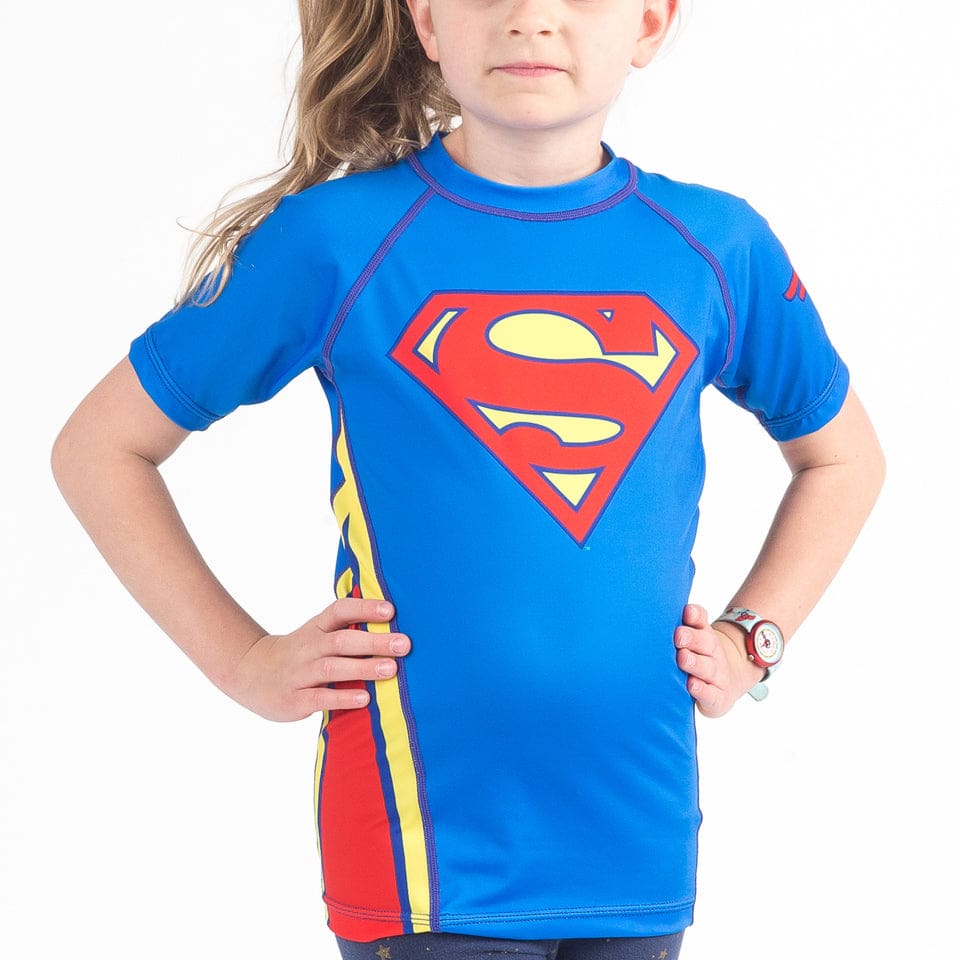 Fusion Fight Gear Superman Logo Kids BJJ Rash Guard - Short Sleeve